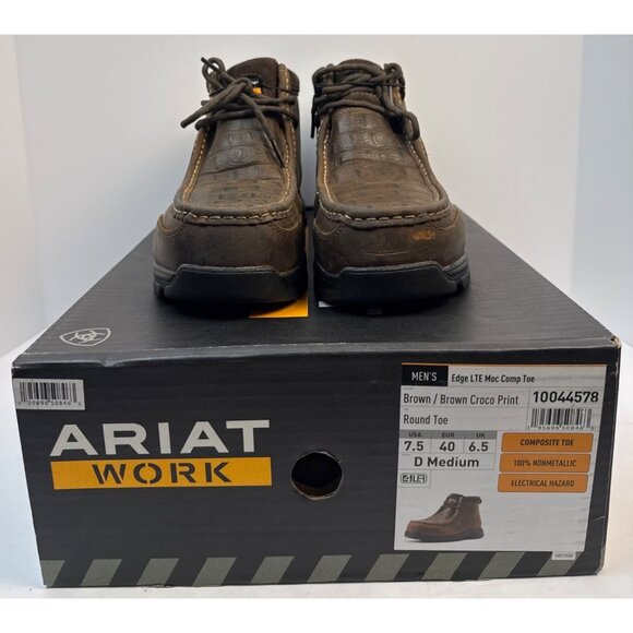 Ariat Mens Edge LTE Moc Composite Toe Work Brown Croco Leather Boot Size 7.5 D - Picture 11 of 11